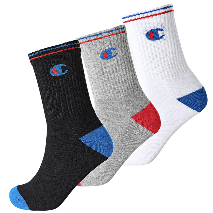 Adicionar ao carrinho Champion 3 Pack Crew Logo Socks "Black-Blue-Red" Champion 3 Pack Crew Logo Socks "Black-Blue-Red"