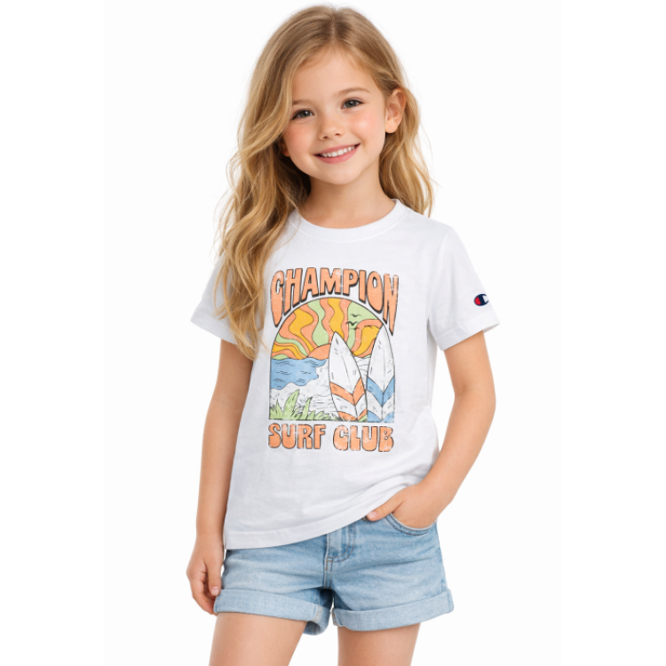 champion Girls Graphi Tee "White-orange"