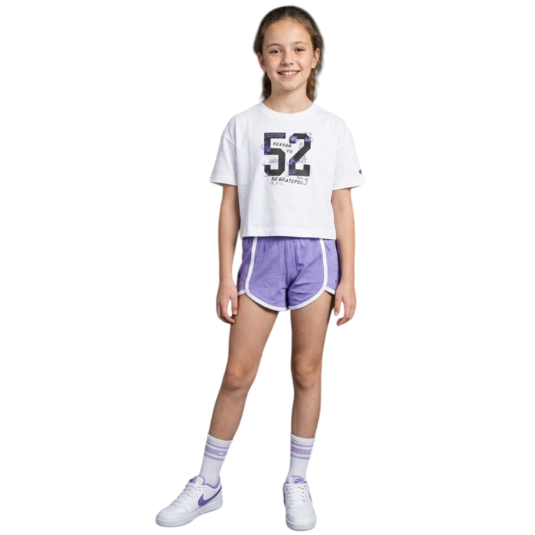 Champion Girls' Graphic Oversize Fit Set "White-Lavender"
