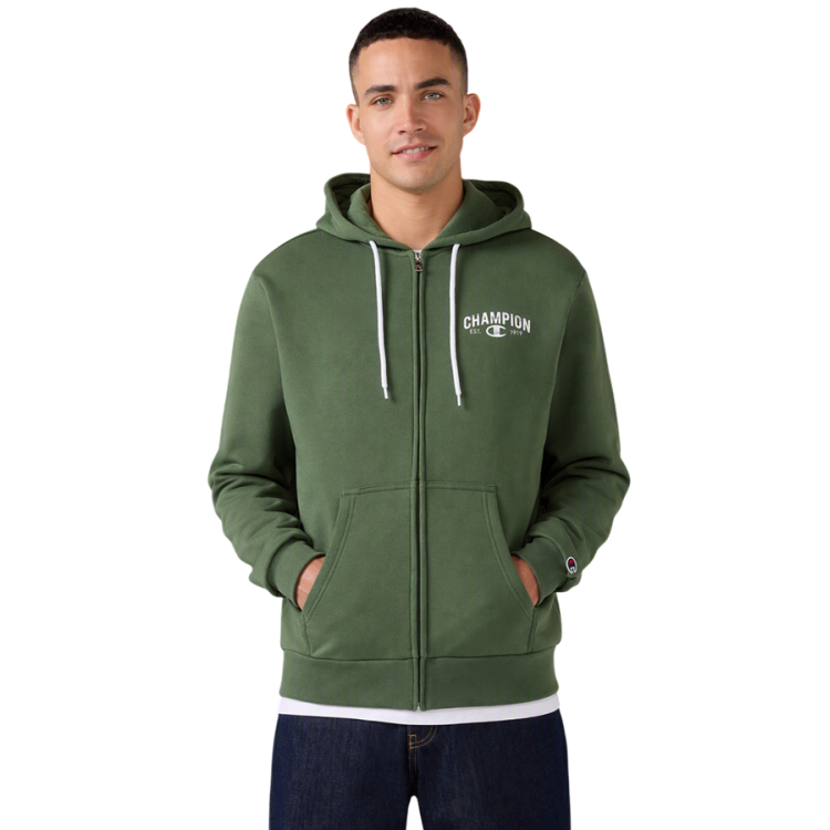 Champion Graphic Logo Est. "C" 1919 Full Zip Hooded Sweatshirt "Military Green"