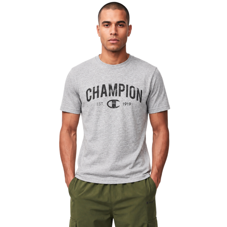 Champion Graphic Logo Est. "C" 1919 SS Tee "Medium Gray"