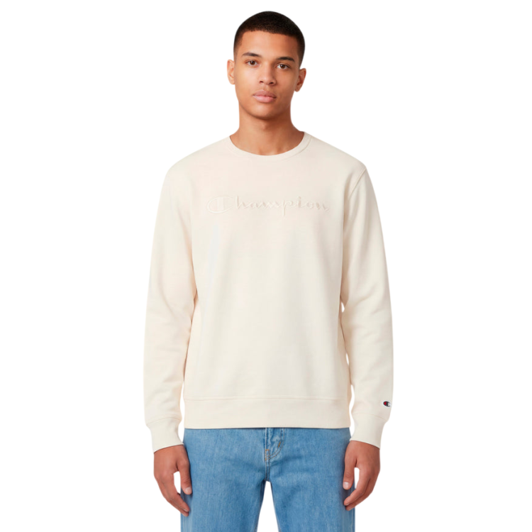 Champion Icons Men’s Lightweight Crewneck Sweatshirt with Tonal Logo "Cream"