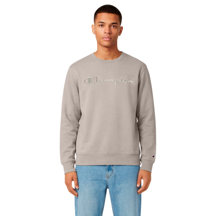 Champion Icons Men’s Lightweight Crewneck Sweatshirt with Tonal Logo "Warm Grey"