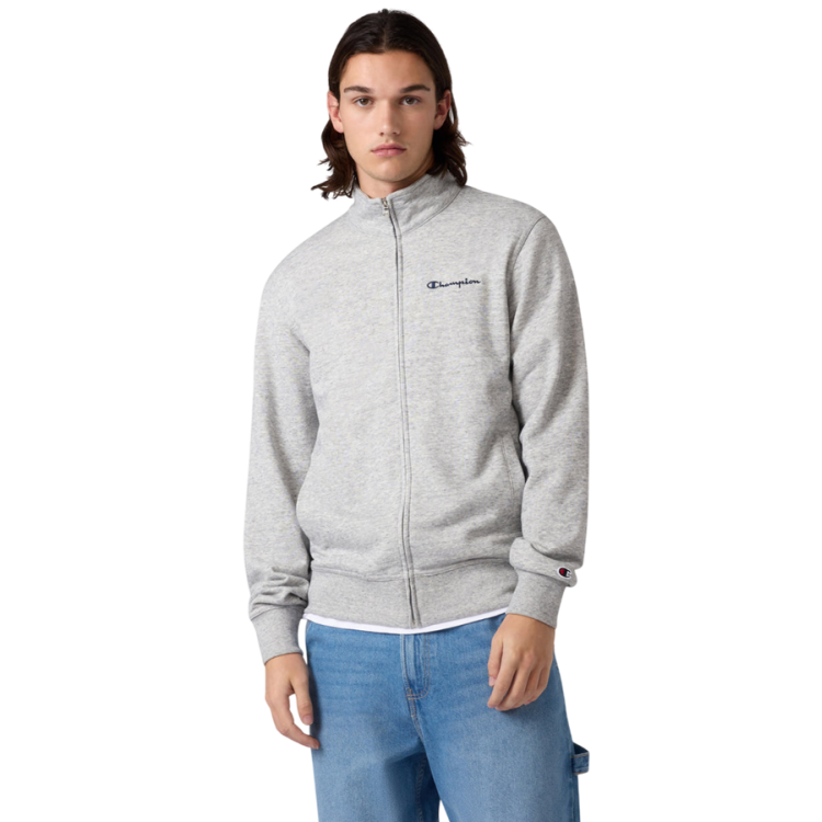 Champion Icons Small Embroidered Logo Hoodie Fleece Full-Zip "Medium Gray"