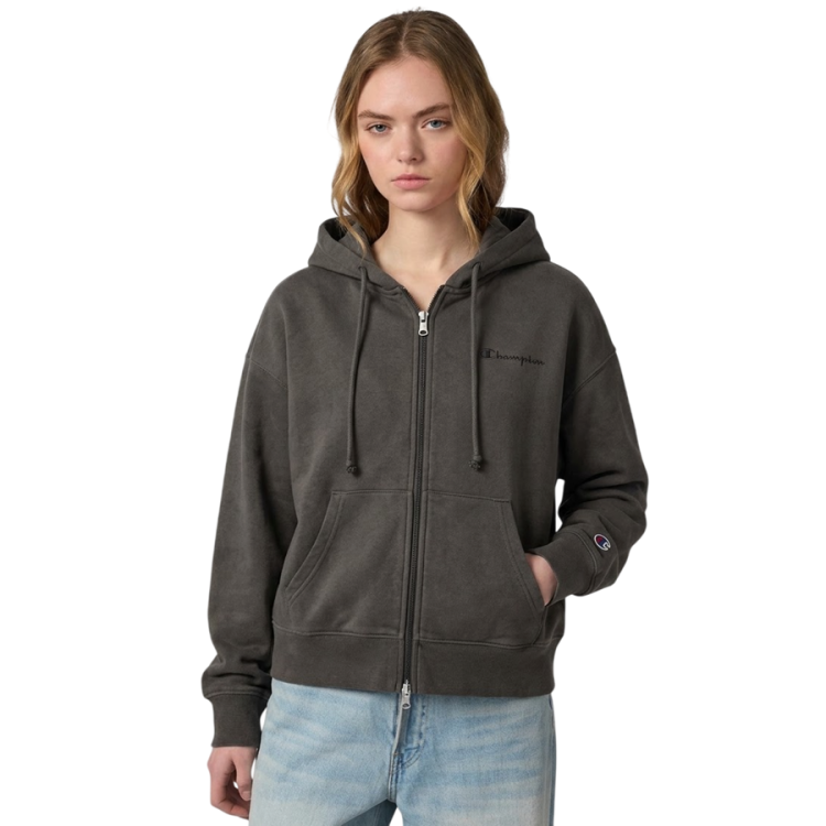 Champion Icons Women’s Full Zip Oversize Fit Hoodie Sweatshirt  "Dark Gray"