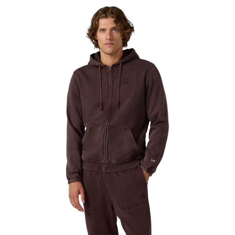 Champion Men’s Washed Fleece Full Zip Hoodie Icons "Brown"