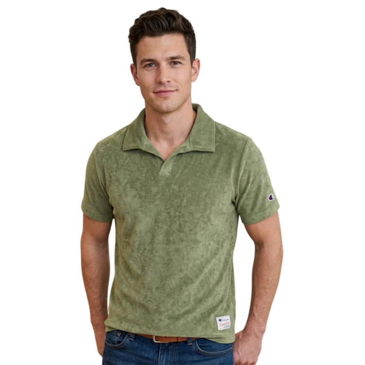 Champion Ocean Side Polo Terry Cloth Garment Wash "Moss Green-Olive"