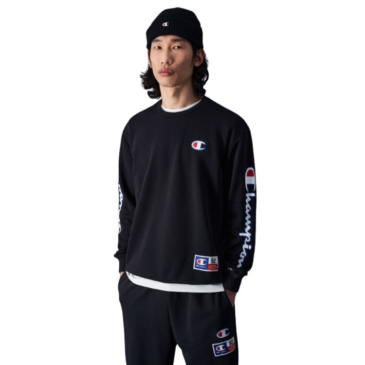 Champion Sport Lifestyle Basketball Crewneck Sweatshirt Logo C "Black"