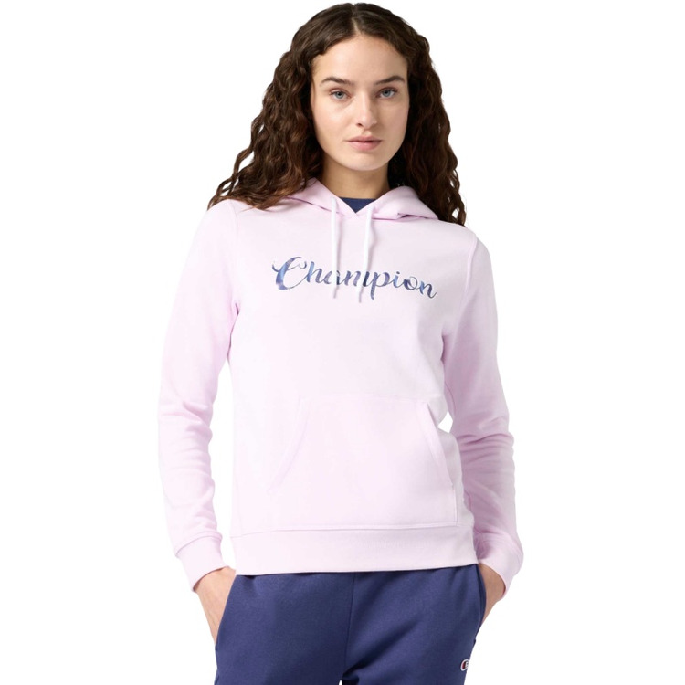 Champion Women's Fleece Hooded Sweatshirt Script Logo "Pink"