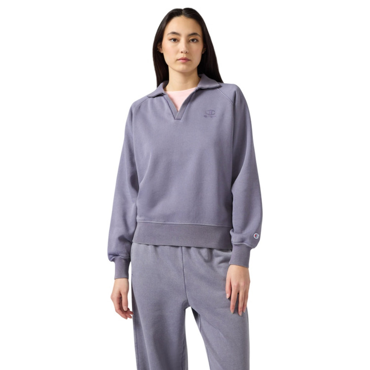 Champion Women's Washed Polo Neck Fleece Sweatshirt Icons "Mauve"
