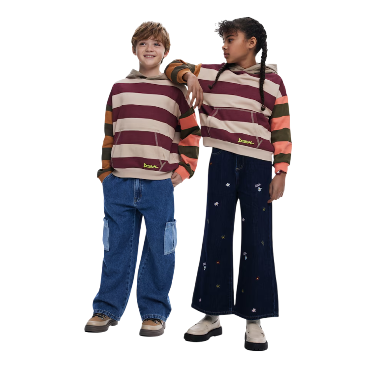 Desigual Kids Sweatshirt with combined stripes "Caqui"