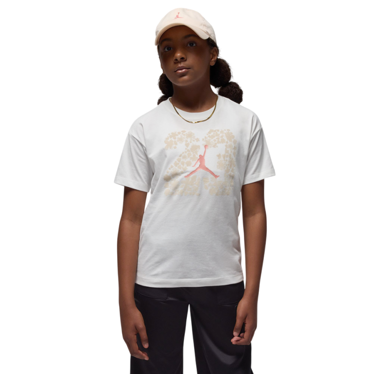 Jordan Girls JDG 23 Floral SS Tee "White-Beige"