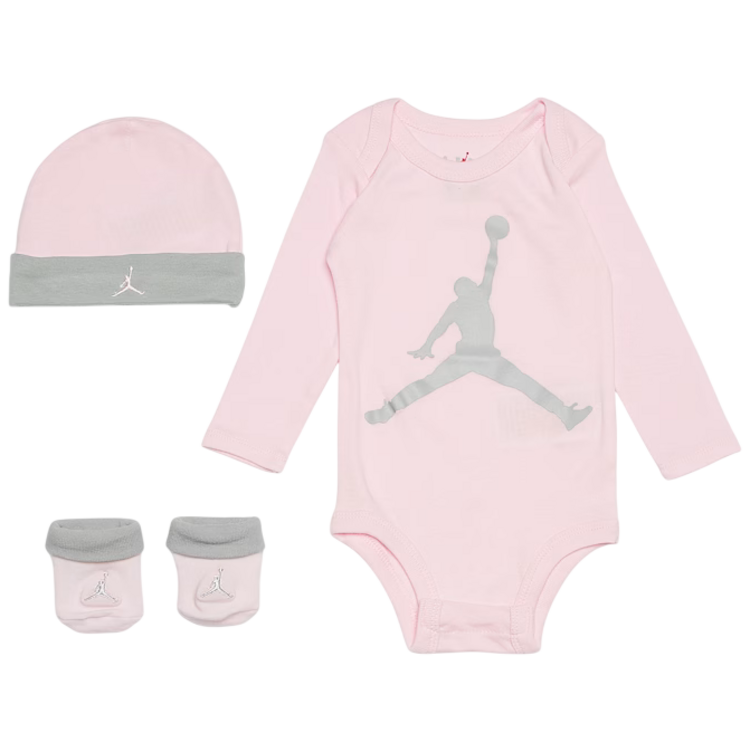 Jordan JHN Jumpman Infants Hat/Bodysuit long sleeve/Bootie Set 3pc "Foam Pink"