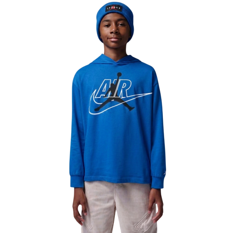 Jordan Kids Air Swoosh Jumpman Long-Sleeved Hooded T-shirt "True Blue"