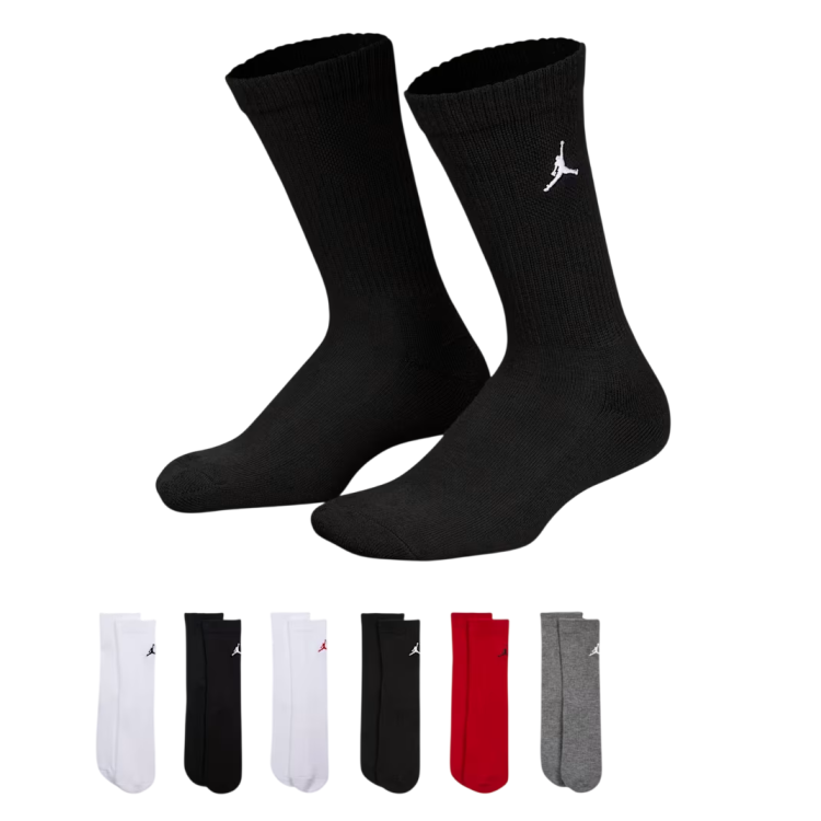 Jordan Kids JDB Everyday Essentials Crew 6 PPack Socks "Gym Red"