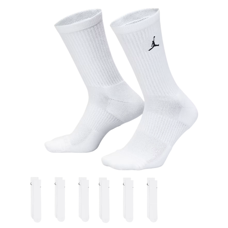 Jordan Kids JDB Everyday Essentials Crew 6 PPack Socks "White"