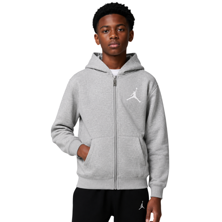 Jordan Kids Jumpman Essential Fleece Full-Zip Hoodie "Grey Heather"