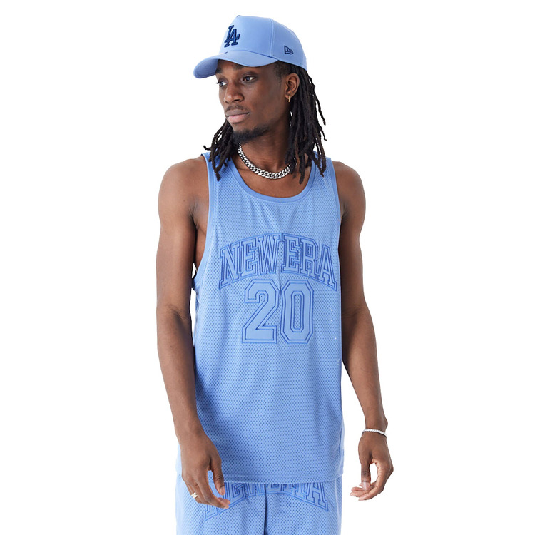 New Era Arch Logo Mesh Tank Top "Blue"