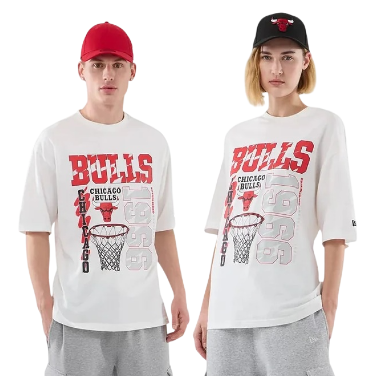 New Era NBA BB Chicago Bulls Script Graphic Oversized T-Shirt "White "