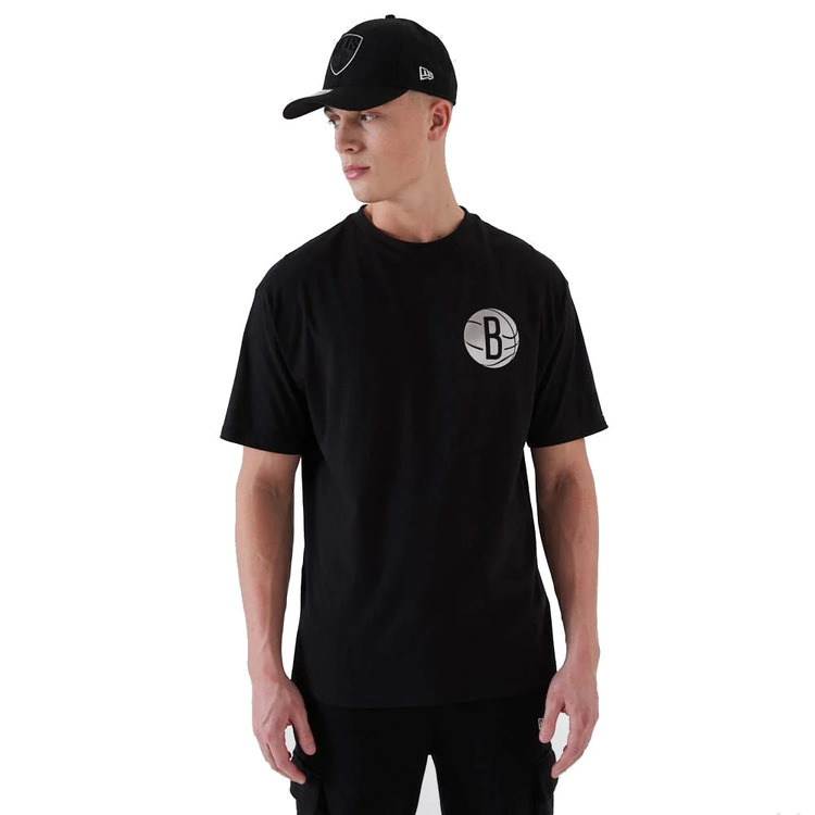 New Era NBA Brooklyn Nets Metallic Tee "Black-Silver"