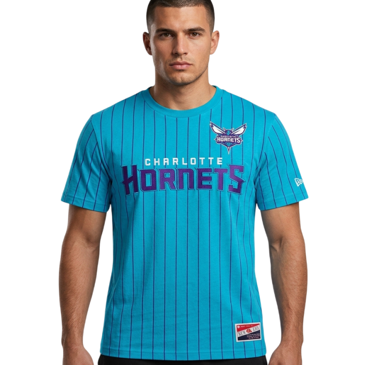 New Era NBA Charlotte Hornets H1 Pinstriped SS Tee