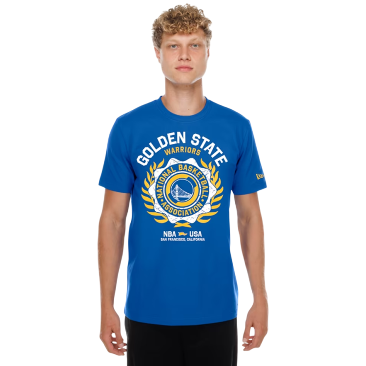 New Era NBA Golden State Warriors Laurel Crest Flocking T-shirt "Blue"