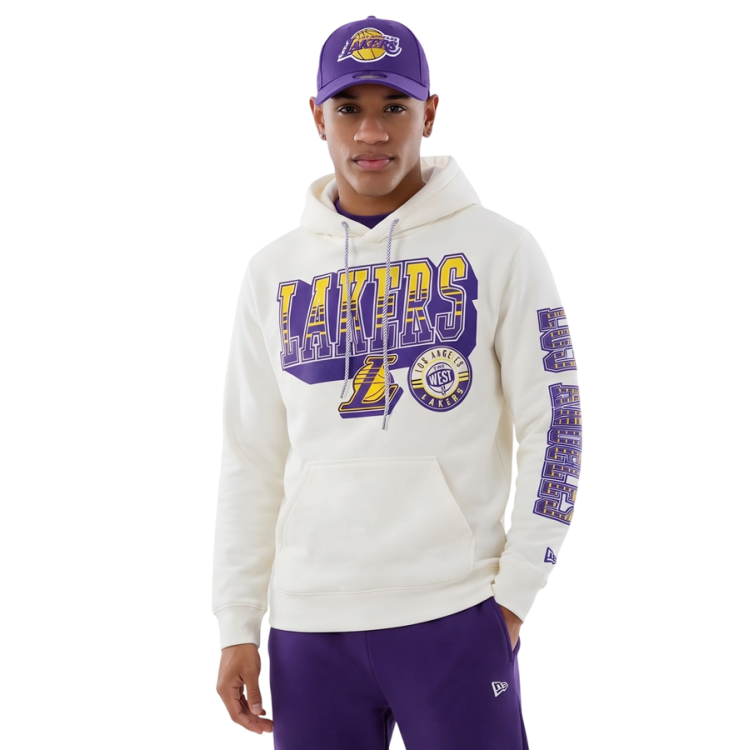 New Era NBA L.A Lakers The West Classic Graphic Pullover Hoodie "Off-White"