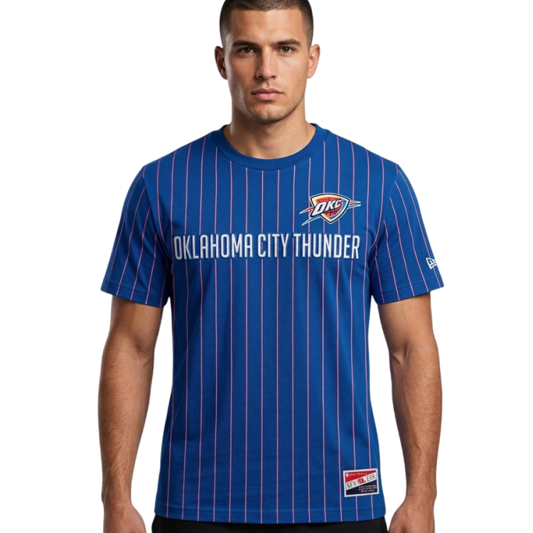 New Era NBA Oklahoma City Thunder Throwback H1 Pinstriped SS Tee