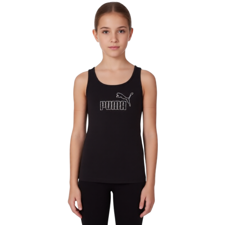 Puma Girl ESS Logo Tank Rhinestone G "Black"