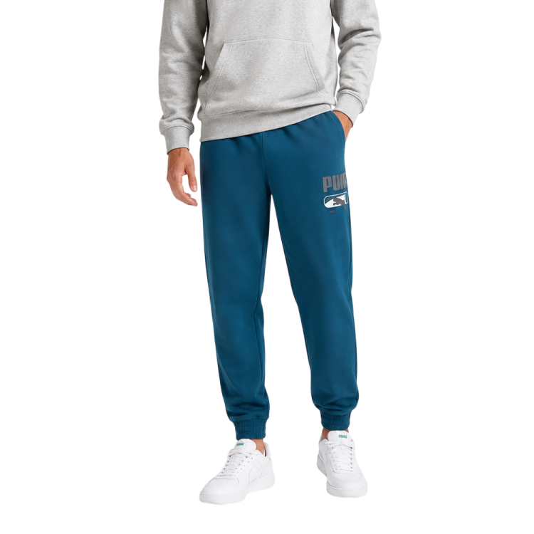 PUMA SPORT Logo Play Sweatpants FL cl "Midnight Petrol"