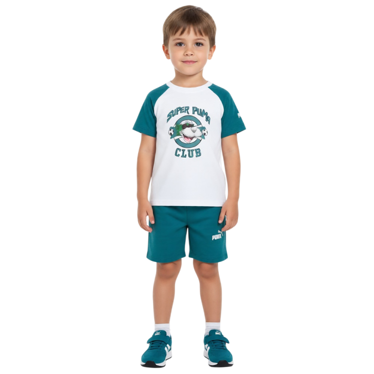Puma SUPER PUMA Tee  Short Set "White-Green"