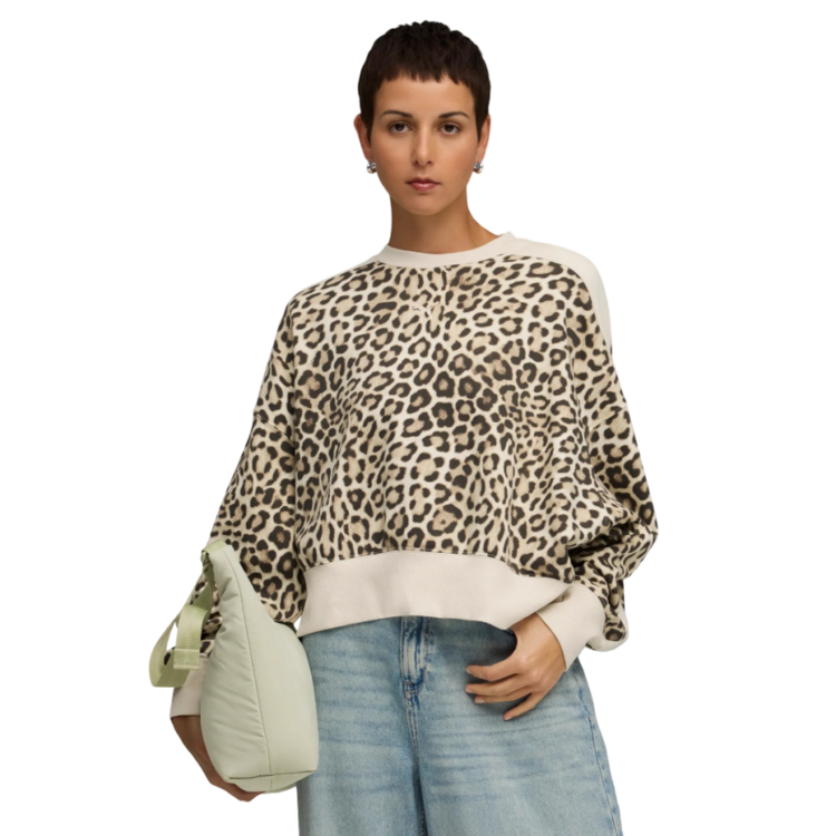 Puma T7 LEO LUXE AOP Over-Oversized Crew TR "Alpine Snow-Ice Coffee"