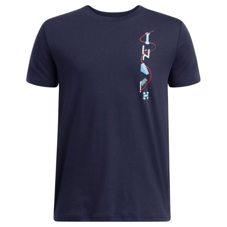 UA Boys´ UA Portal Logo Short Sleeve "Midnight Navy-Ether Blue"