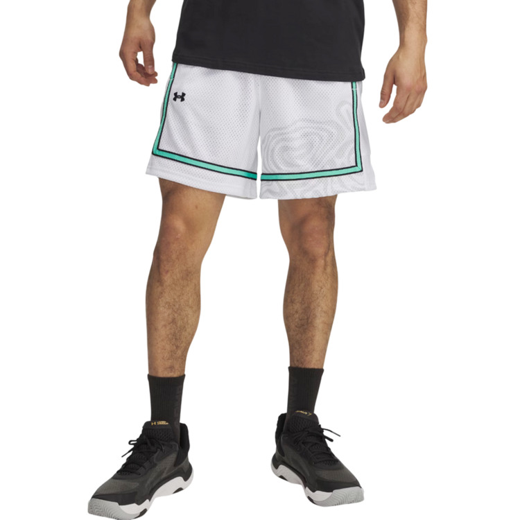 UA Men's Zone Pro 7" Mesh Shorts Printed "White"