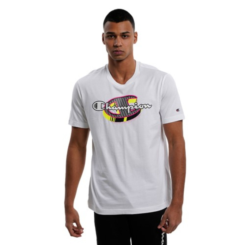 Champion Basketball Legacy Script Logo Spray Neon Tee