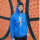 Champion Basketball Vintage Script Logo Hooded Sweatshirt "Blue"