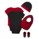Jordan JHN Jumpman Infants Hat/Bodysuit/Bootie and Bid 5-Pc Set "Red-Black"
