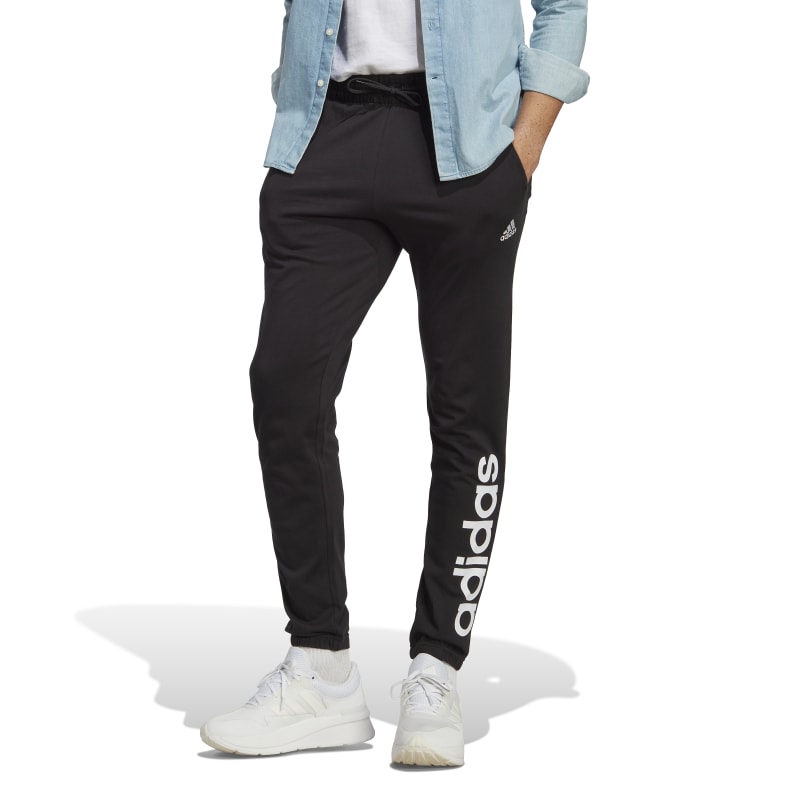Adidas Essentials Single Jersey Tapered Cuff Logo Joggers (black)