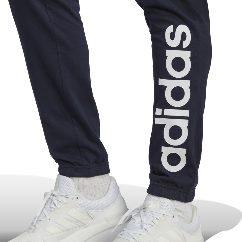 Adidas Essentials Single Jersey Tapered Cuff Logo Joggers (navy)