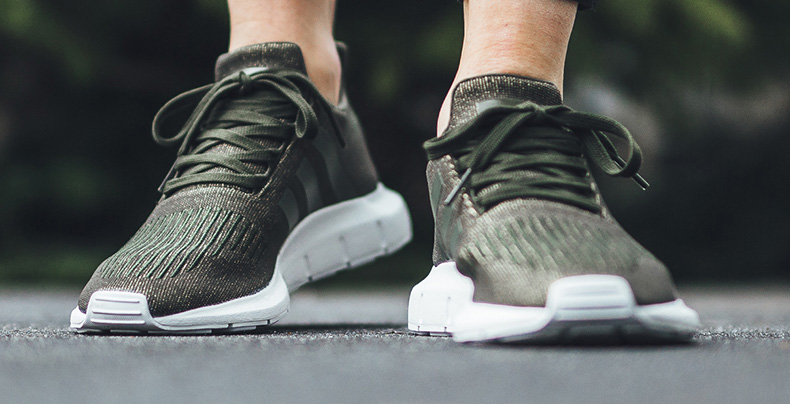 adidas swift run night cargo green & white shoes