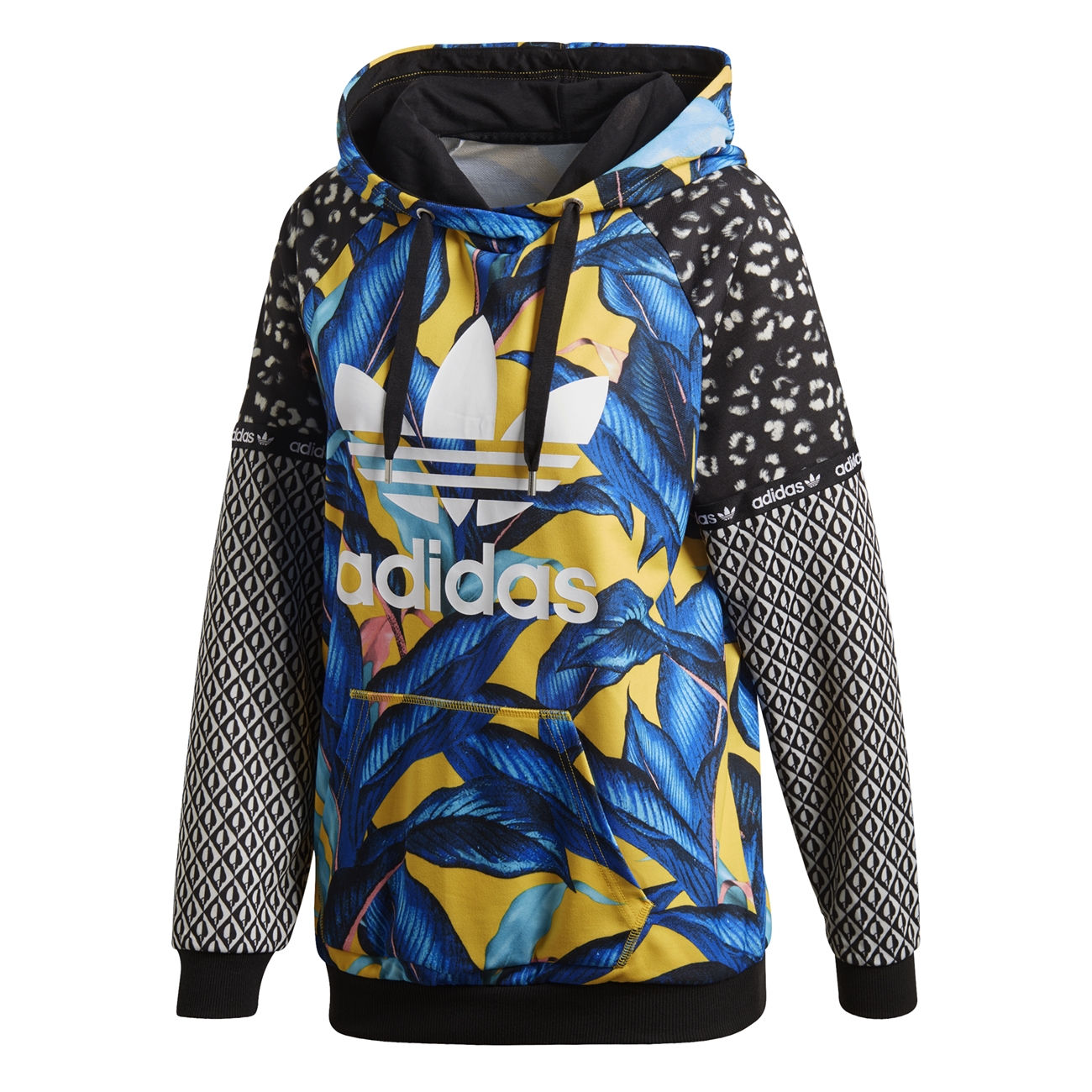 adidas originals x farm hoodie with trefoil logo in tropical print