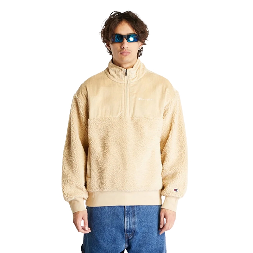 Champion Half Zip Polar Fleece Sweatshirt Cream