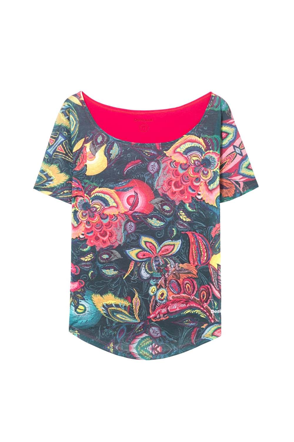 T-shirt Oversized Desigual Femme - Modèle TS MIRE Blanc Et Gris, Taille XL, Neuf Avec étiquettes