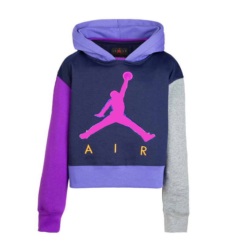 Jordan Girls Air Cropped Pollover Hoodie (Blackened Blue)