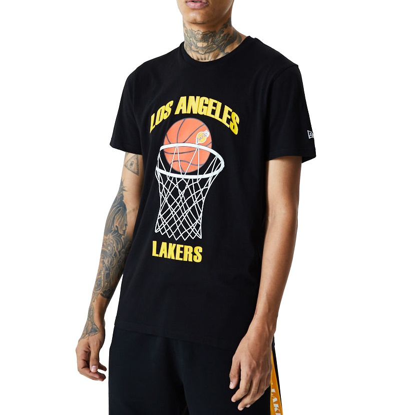 Official New Era NBA Infill Team Logo LA Lakers Black Jersey