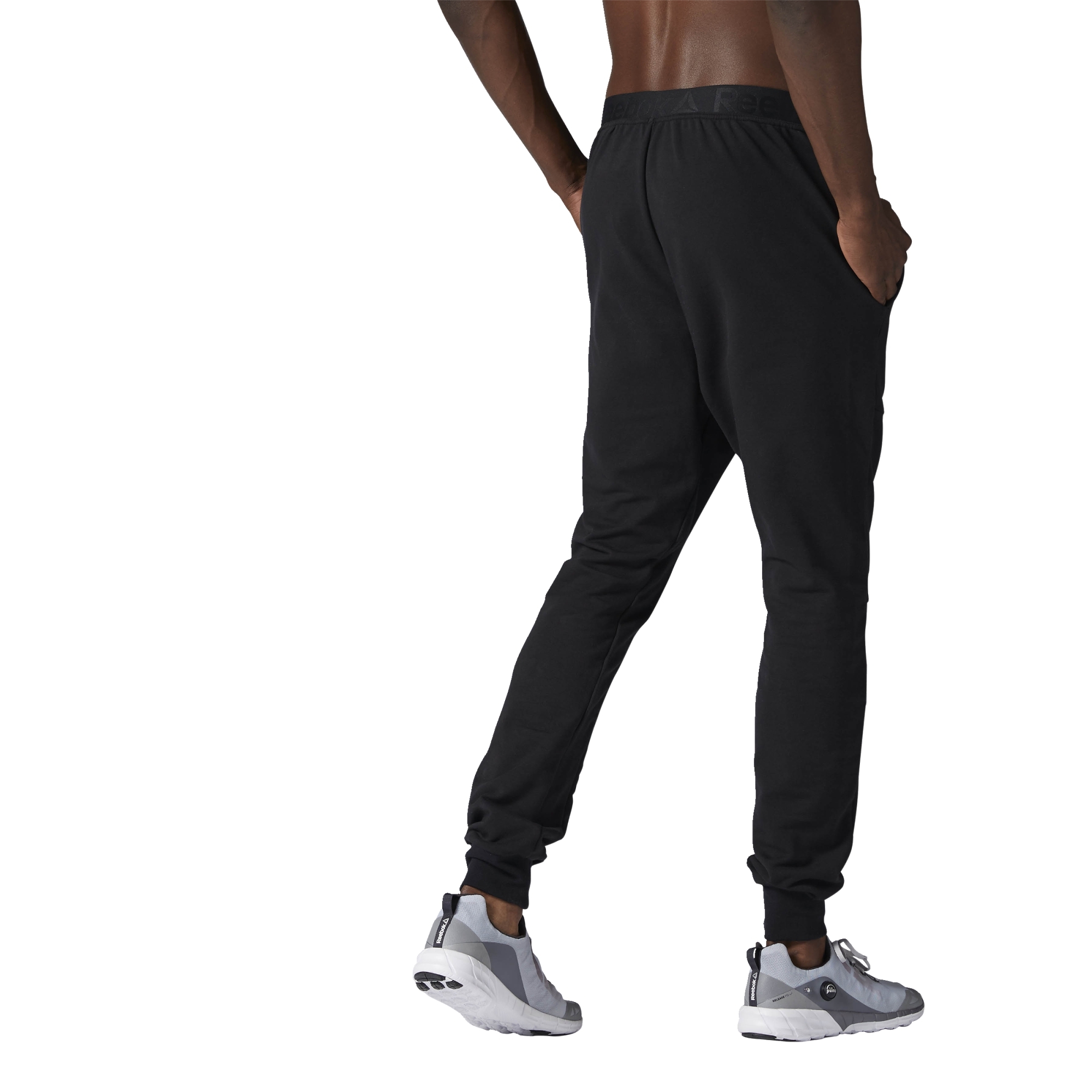Reebok M Workout Ready Cotton Graphic Track Pant (black)