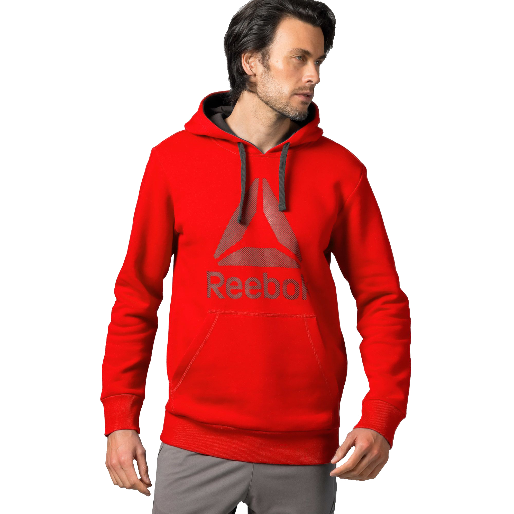 Reebok Workout Ready Big Logo Cotton Poly Hoodie (riot red)